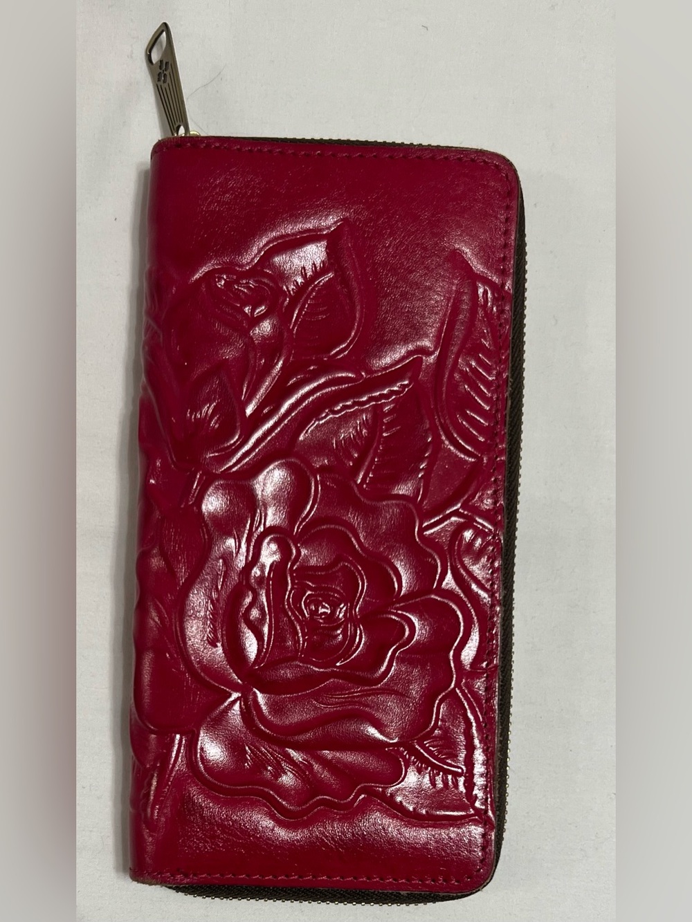 Patricia Nash Pink Rose Embossed Leather Zip Around Continental Wallet - Picture 3 of 8
